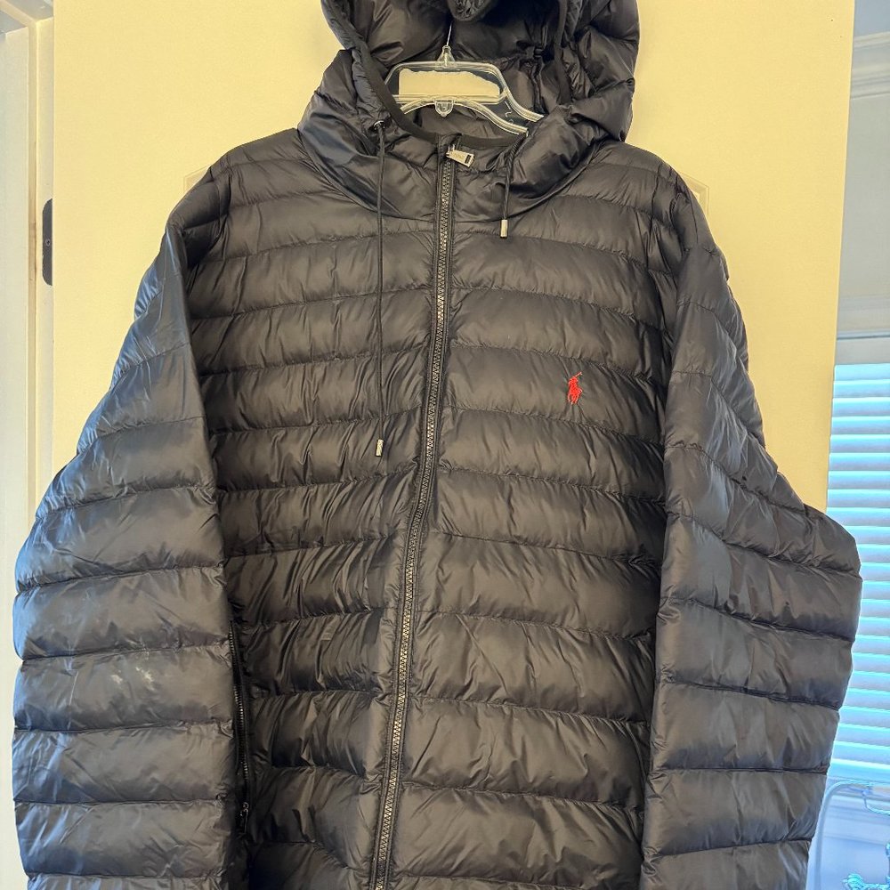 Mens POLO Hooded Winter jacket Coat black 3XL